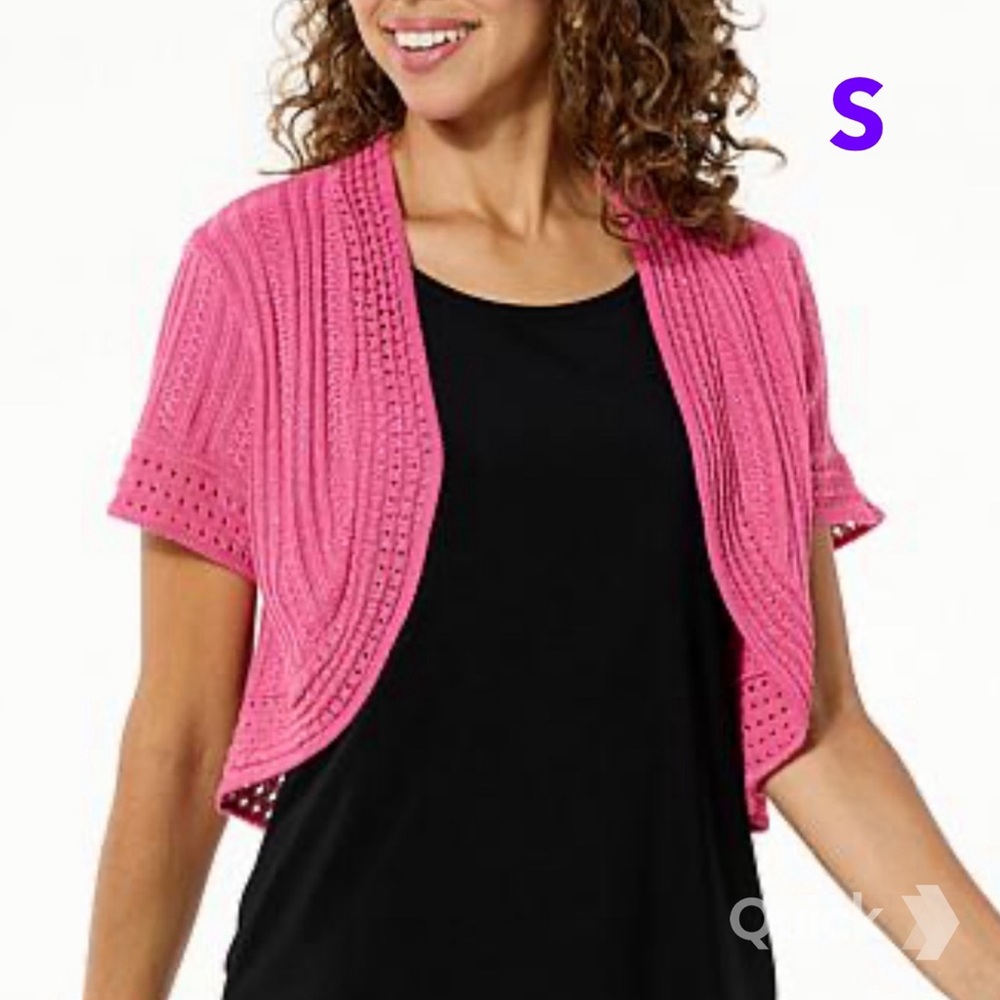 S - NWT Antthony Metallic Sweater Knit Short Sleeve Shrug